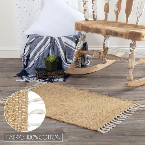 Vista 4 de VHC Brands Alfombra Chindi natural de arpillera, bronceado, 20x30