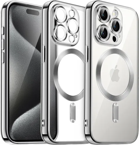 Vista 8 de JETech Funda magnética para iPhone 15 Pro de 6.1 pulgadas, protección completa de lente de cámara, compatible con carga inalámbrica MagSafe, funda