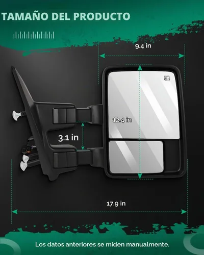 Vista 3 de SCITOO - Espejos retrovisores laterales eléctricos para camioneta Ford F-150 modelos 2004 a 2014, con calefacción y direccionales 2004-2014 F-150
