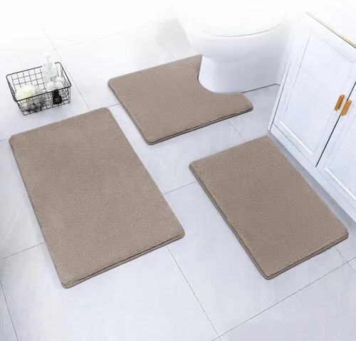 Vista 14 de SWEMSTAR Alfombra de baño de espuma viscoelástica con alfombra de inodoro, tapete de baño absorbente de agua para suelo de baño, antideslizante