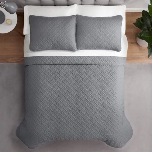 Vista 5 de Serta ComfortSure - Juego de ropa de cama suave de 2 piezas, incluye colcha/colcha y funda de almohada, ropa de cama para todas las estaciones, Gris