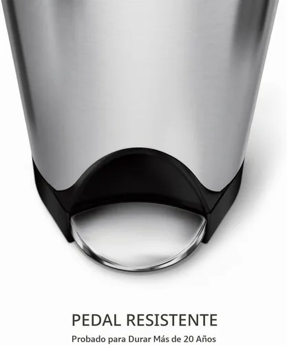 Vista 4 de Simplehuman - Cubo de basura para baño con tapa abatible de 10 litros / 2.6 galones, acero inoxidable cepillado con borde negro