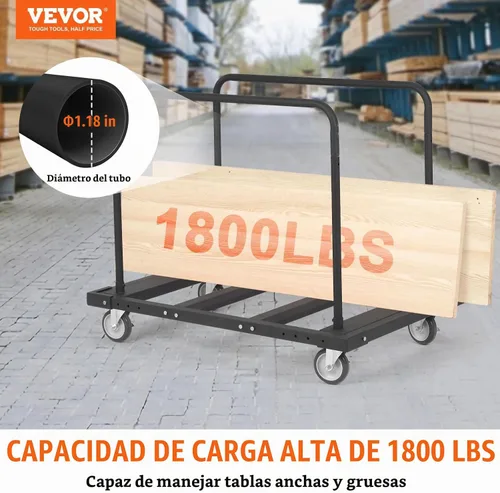 Vista 2 de VEVOR Carrito de mesa plegable, carrito de mesa resistente con ruedas giratorias de 5 pulgadas, carrito de plataforma de paneles de yeso de 1800