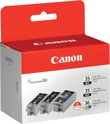 Vista 3 de Canon PGI-35/CLI-36 Paquete de valor de 2 cartuchos de tinta negros y 1 color compatible con iP100, iP110, tanque de tinta de color CLI-36
