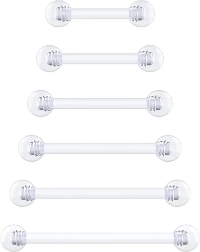 Vista 22 de Anillos de plástico para pezón – Anillos de lengua transparentes – Piercing hipoalergénico recto Bioflex