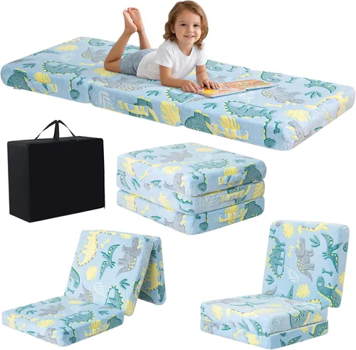 Vista 27 de MeMoreCool Colchón plegable de suelo para niños, tapete para siesta de suelo para dormir, guardería, cama plegable para niños pequeños, colchón