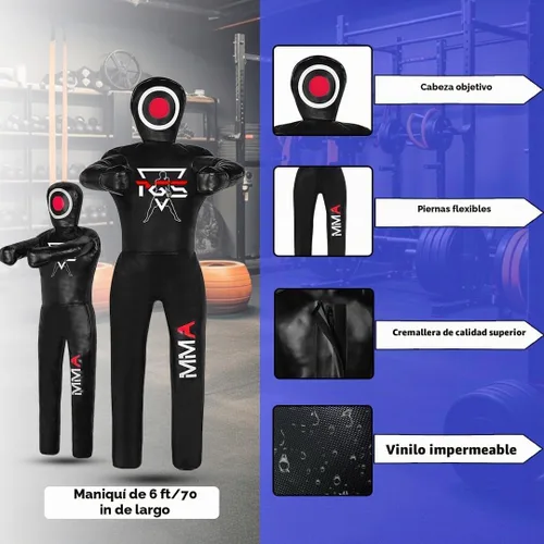 Vista 3 de PGS Grappling Dummy - Socio de entrenamiento de lucha libre sin relleno, BJJ, MMA, judo y karate, saco de boxeo de vinilo duradero para práctica