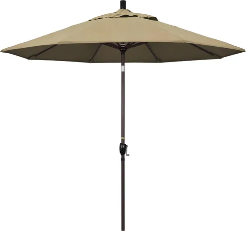 Vista 26 de California Umbrella Paraguas redondo de aluminio del mercado de 9', elevación de manivela, inclinación del botón, poste de bronce Azul (Air Blue)