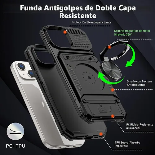 Vista 3 de Vofolen Funda tipo cartera para iPhone 13 con tarjetero