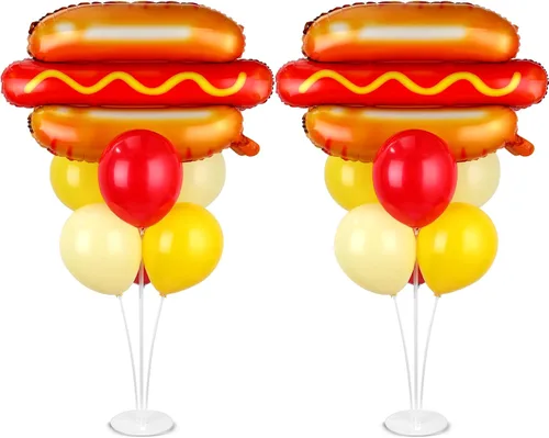 Vista 45 de Kit de soporte para globos de fiesta de fútbol 2 juegos con 2 globos de rugby de aluminio tipo bola, centro de mesa temático de fútbol para mesas