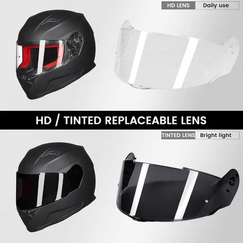 Vista 5 de ILM Cascos integrales para moto de nieve y motocicleta para hombres y mujeres, deportivos duales, con Pinlock antiniebla para adultos, modelo DOT 817