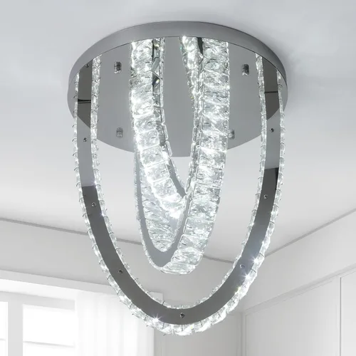 Vista 10 de Lámpara de techo LED de cristal, moderna lámpara de techo semiempotrada para sala de estar, comedor, dormitorio, isla de cocina, entrada