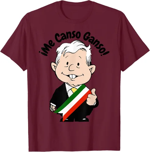 Vista 16 de AMLO Amlito Me Canso Ganso - Camiseta con diseño de dibujos animados mexicanos Gris Oscuro