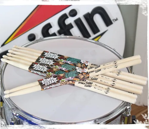 Vista 7 de GRIFFIN Attack Zzzap - 4 pares de palos de madera de arce selecta de élite tamaño 5A – Equilibrado, nivelado y recto – Drummers Percussion Classic