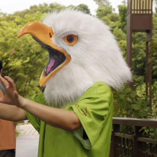 Vista 4 de Halford Eagle Mask, Closed Open Mouth White Eagle Head Mask, Novelty Latex Hawk Face Masks for Party Props