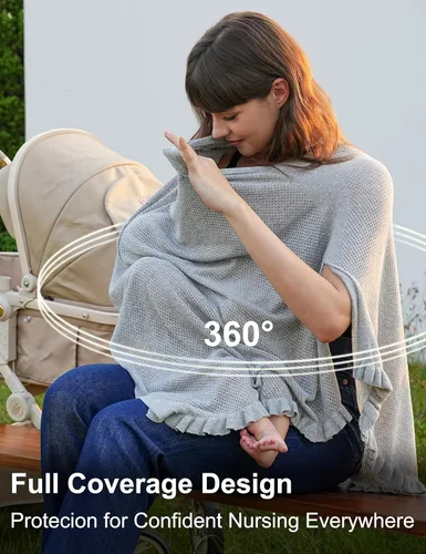 Vista 6 de Funda de lactancia transpirable para lactancia materna, funda de privacidad para lactancia materna, multiusos como funda de cochecito, bufanda