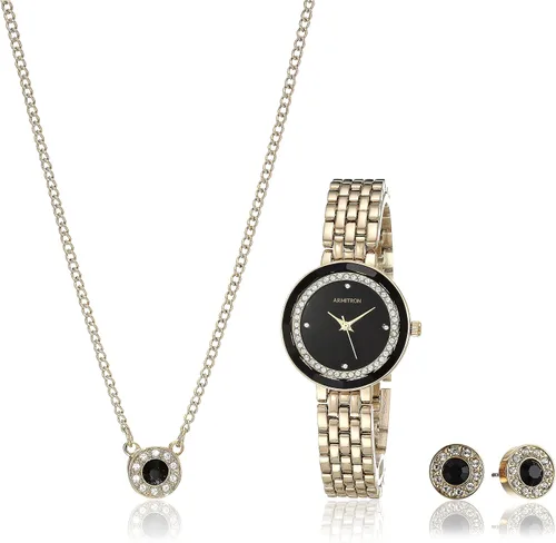 Vista 6 de Armitron Conjunto de reloj de pulsera y joyería con detalles de cristal genuino para mujer, 75-5796