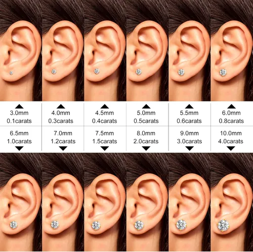 Vista 3 de Moissanite Stud Earrings Screw Back 0.2CT-8.0CT 18K White Yellow Gold Plated S925 Sterling Silver Round Cut D Color VVS1 Clarity Lab Created