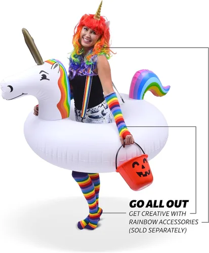 Vista 2 de GoSports GoFloats - Tubo de disfraz de unicornio, unicornio inflable gigante con tirantes, blanco, 45 x 36 pulgadas