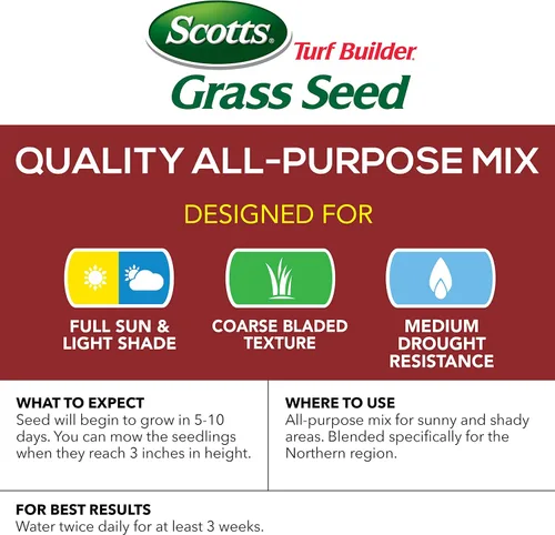 Vista 3 de Scotts Turf Builder - Mezcla multiusos de calidad para semillas de césped para áreas soleadas y sombreadas, 20 libras.
