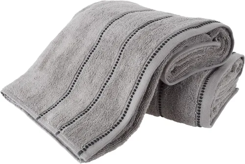 Vista 9 de Bedford Home - Juego de 2 toallas de baño de algodón de lujo, hechas de 100% algodón sin torsión, secado rápido, suave y absorbente (hueso/negro)