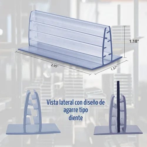 Vista 2 de 10 piezas de soporte magnético para letreros con clip de 3 x 1.6 x 1.2 Translúcido