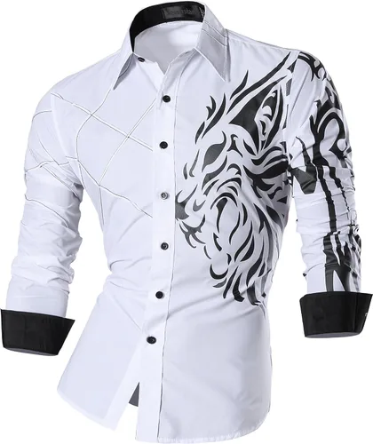 Vista 2 de Camisa Jeansian 2028 de manga larga, calce ajustado, informal, para hombre
