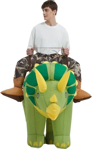Vista 3 de Disfraces de dinosaurio para adultos, disfraz inflable para adultos, disfraz de triceratops inflable, disfraces de Halloween para hombres y mujeres