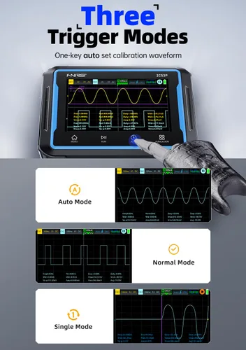 Vista 5 de 【FNRSI 2C53P Plus actualizado con ESTUCHE de transporte】 Osciloscopio 3 en 1/multímetro/generador de señal DDS Tableta pantalla táctil osciloscopio