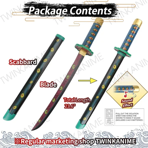 Vista 7 de TWINKANIME Slayer Sword Demon para niños de 6 años con hoja de nicirín con música, todos los 19 tipos de cosplay para niñosniñasadolescentes Katana