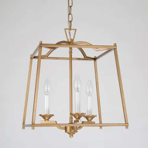 Vista 10 de KSANA Candelabro de farol dorado, iluminación colgante dorada para isla de cocina con acabado dorado antiguo, lámpara colgante de vestíbulo
