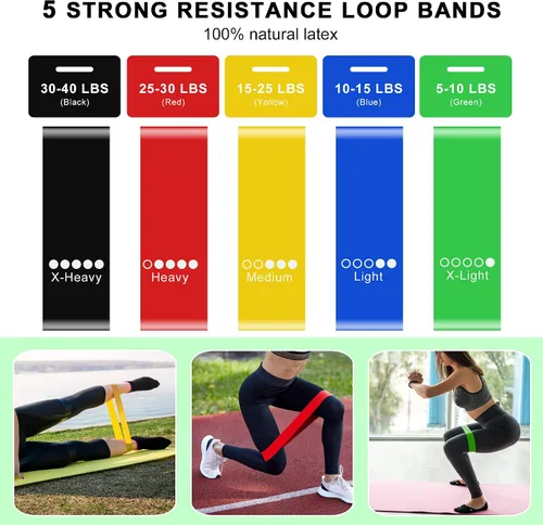 Vista 2 de Resistance Bands for Working Out, Workout Bands, Training Bands Set, Pull Up Exercise Bands for Home Workouts, Full Body Training, Physical Therapy