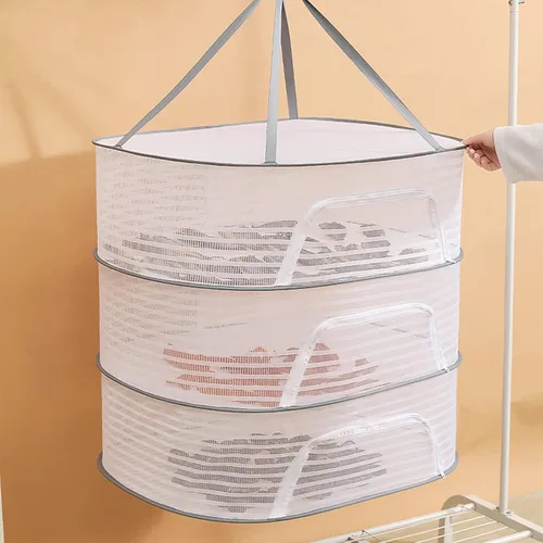 Vista 4 de Rejilla de secado de hierbas, red plegable de malla con cremallera, red de secado de alimentos para secar suéter para secar semillas, hierbas, 3