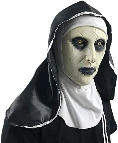 Vista 7 de Máscaras de miedo para adultos máscara realista de látex de miedo The NunJoker fiesta de Halloween máscara de cabeza completa aterradora
