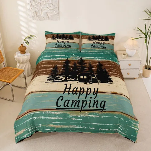 Vista 27 de Erosebridal Camper Bedding - Juego de ropa de cama de 2 piezas, estilo rústico de granja, juego de ropa de cama de campamento para adolescentes