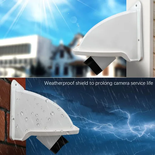 Vista 9 de OOSSXX Cámara de seguridad universal Sun Rain Cover Shield Cover Shield para cámara de vigilancia Techo protector para domo/Bullet cámara exterior