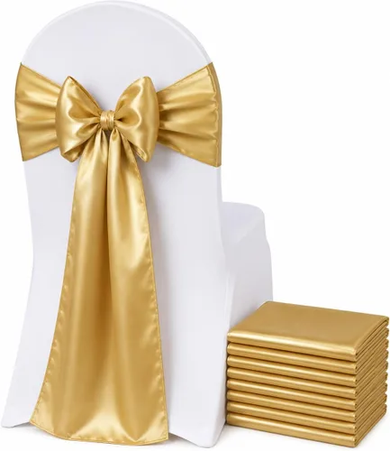 Vista 29 de Bandas de satén para silla, elegantes de alta calidad, 6 x 108 pulgadas, perfectas para bodas, fiestas y eventos