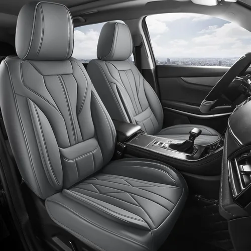 Vista 24 de HChengkikz - Fundas de asiento de automóvil, transpirables e impermeables de piel sintética para automóviles, funda de asiento universal