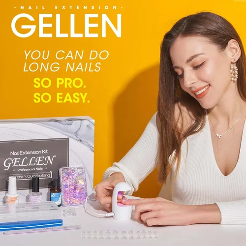 Vista 7 de Gellen Kit de uñas de gel, ataúd, 240 piezas, juego de extensión con todo, puntas de uñas Etch X, kit de bricolaje largo, pegamento de uñas de gel