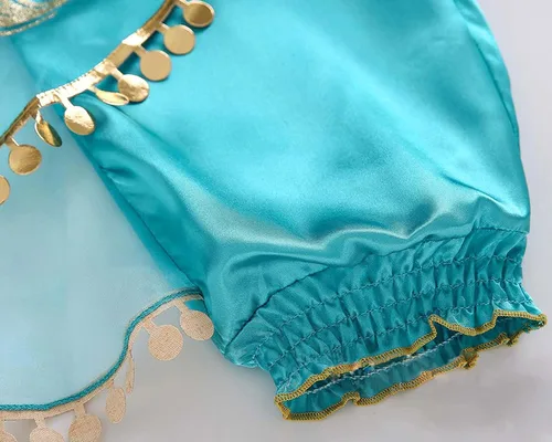 Vista 4 de Disfraz de princesa árabe para niñas con diadema, joyería, accesorios de vestir, Halloween, cosplay