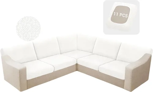 Vista 12 de HDCAXKJ - Fundas impermeables para cojín de sofá modular, fundas elásticas para cojín de sofá de esquina, fundas protectoras de muebles de jacquard