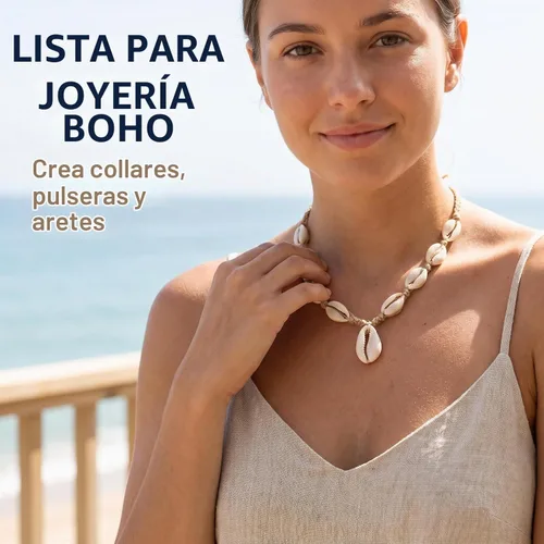 Vista 7 de 100 cuentas de conchas de cauri naturales blancas y Lvory ovaladas para playa, conchas africanas para hacer joyas para el cabello, manualidades