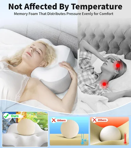 Vista 4 de Almohada cervical para cuello y hombro, almohada ergonómica para dormir lateral para soporte del cuello, almohadas de espuma viscoelástica