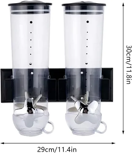 Vista 7 de Dispensador de cereales montado en la pared, contenedor de cereales con taza para cocina, tienda de alimentos, café, tienda de granos (negro)