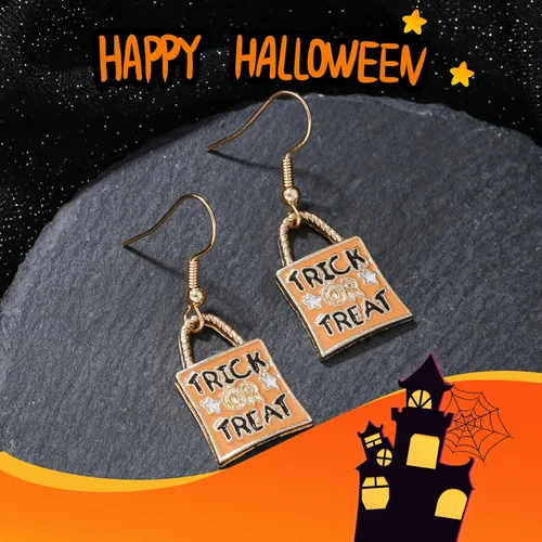 Vista 4 de 2 pares de aretes de Halloween, aretes colgantes de bruja blanca, aretes de fiesta de Halloween, aretes colgantes de gota de Halloween para mujeres