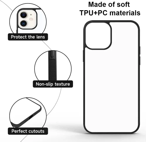 Vista 3 de Funda de teléfono de sublimación compatible con iPhone 11/5 piezas, prensa de calor personalizada imprimible en blanco, aluminio y TPU suave