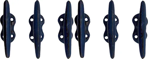 Vista 6 de Wowser Ganchos de pared de hierro fundido azul náutico, 3.5 pulgadas, juego de 3