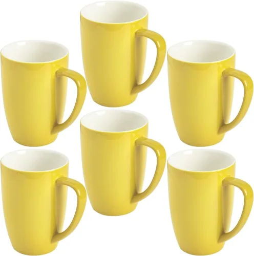 Vista 11 de homEdge Juego de tazas de porcelana, taza de 16 onzas para té, latte, moca, chocolate caliente, juego de 6, colores surtidos