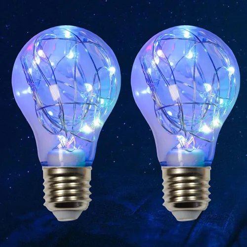 Vista 13 de Bombilla decorativa morada, bombillas LED de hadas moradas de 2 W, bombillas lindas equivalentes a 15 W para lámparas colgantes, recámara, sala