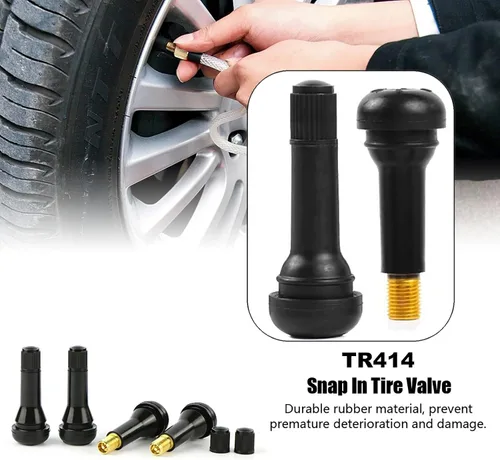 Vista 5 de Vástago de válvula de neumático TR413/TR414 - Válvulas de goma a presión, vástagos de válvula sin cámara para orificios de llanta de 0.453 pulgadas